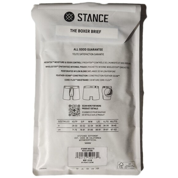 Stance Men's Boxer Brief Size Large Green Freshtek Wholester Pouch Support - Picture 4 of 6